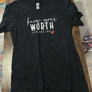 Black small tshirt handcrafted with vinyl